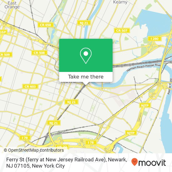 Mapa de Ferry St (ferry at New Jersey Railroad Ave), Newark, NJ 07105