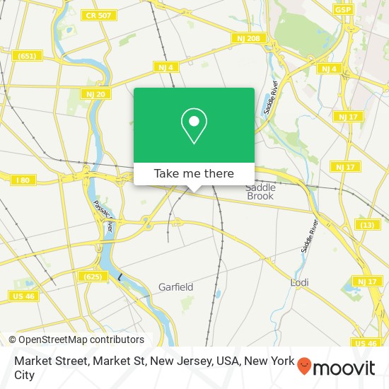 Mapa de Market Street, Market St, New Jersey, USA