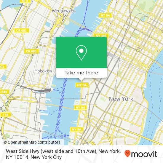 West Side Hwy (west side and 10th Ave), New York, NY 10014 map