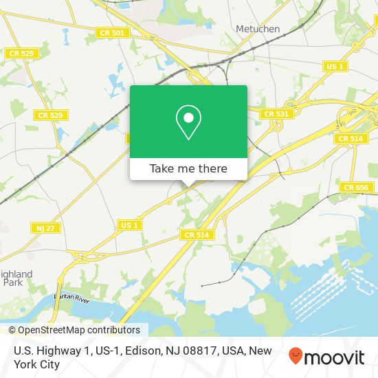 U.S. Highway 1, US-1, Edison, NJ 08817, USA map