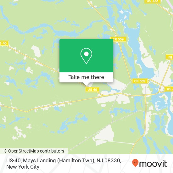 Mapa de US-40, Mays Landing (Hamilton Twp), NJ 08330