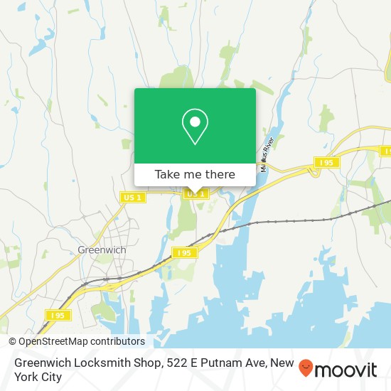 Mapa de Greenwich Locksmith Shop, 522 E Putnam Ave