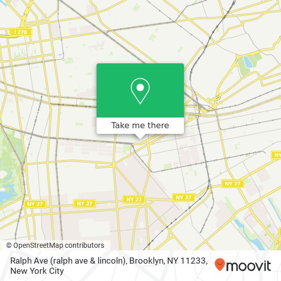 Mapa de Ralph Ave (ralph ave & lincoln), Brooklyn, NY 11233