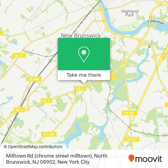 Mapa de Milltown Rd (chrome street milltown), North Brunswick, NJ 08902