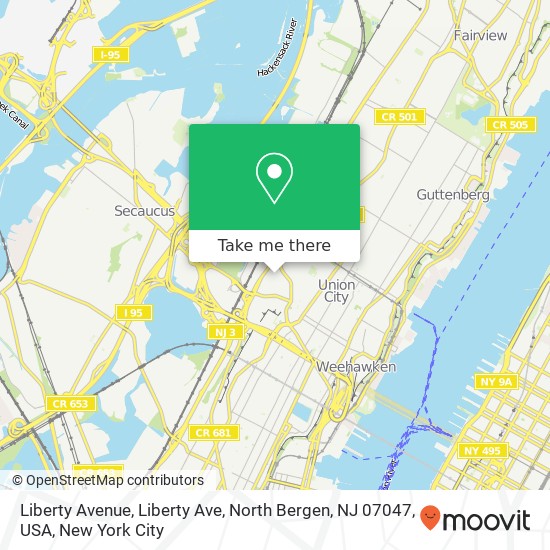 Liberty Avenue, Liberty Ave, North Bergen, NJ 07047, USA map