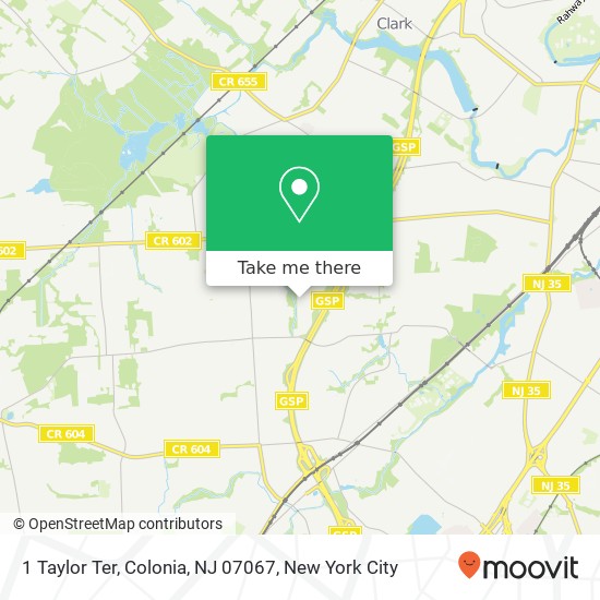 Mapa de 1 Taylor Ter, Colonia, NJ 07067