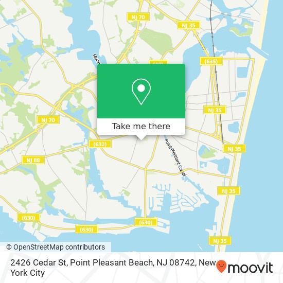 Mapa de 2426 Cedar St, Point Pleasant Beach, NJ 08742