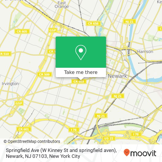Springfield Ave (W Kinney St and springfield aven), Newark, NJ 07103 map