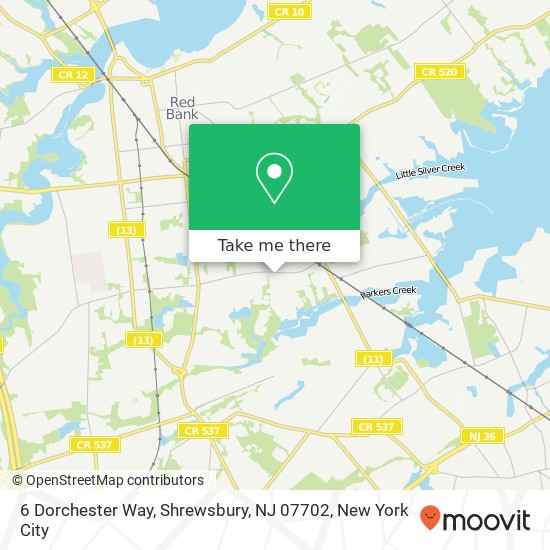 Mapa de 6 Dorchester Way, Shrewsbury, NJ 07702