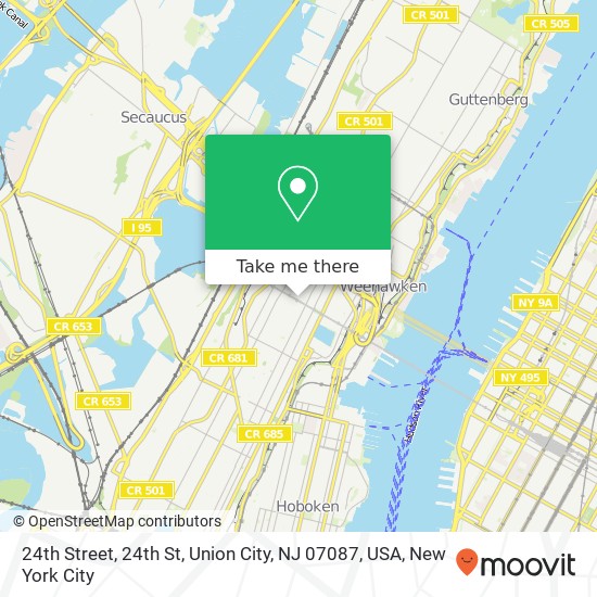 Mapa de 24th Street, 24th St, Union City, NJ 07087, USA