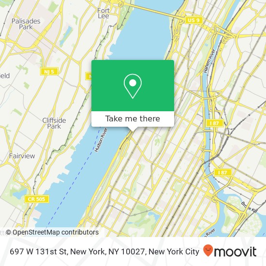 697 W 131st St, New York, NY 10027 map