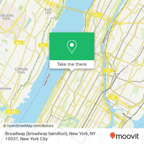 Mapa de Broadway (broadway hamilton), New York, NY 10031