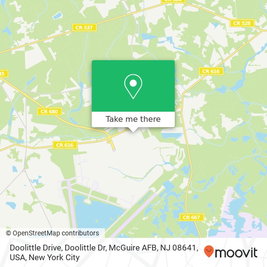 Mapa de Doolittle Drive, Doolittle Dr, McGuire AFB, NJ 08641, USA