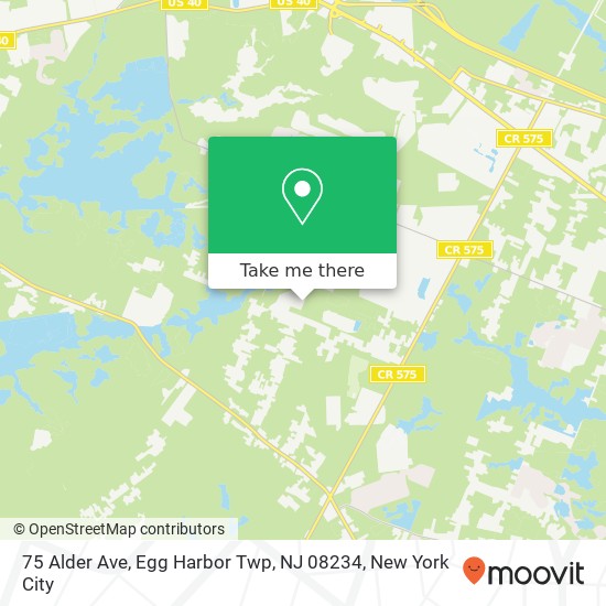 Mapa de 75 Alder Ave, Egg Harbor Twp, NJ 08234