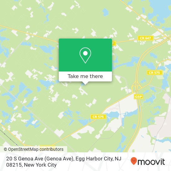 Mapa de 20 S Genoa Ave (Genoa Ave), Egg Harbor City, NJ 08215