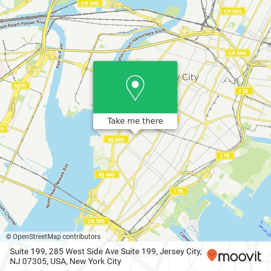 Mapa de Suite 199, 285 West Side Ave Suite 199, Jersey City, NJ 07305, USA