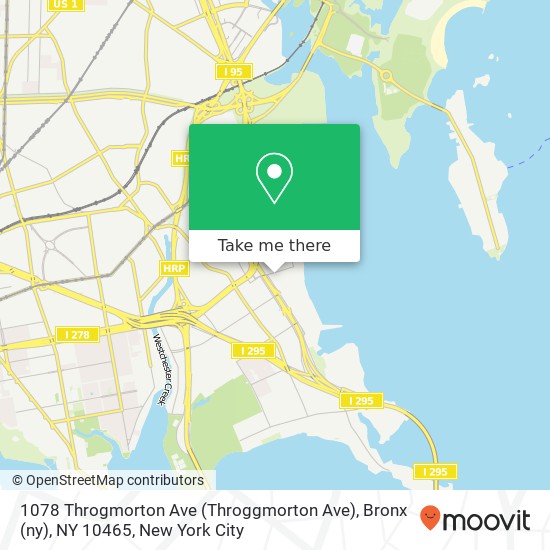 Mapa de 1078 Throgmorton Ave (Throggmorton Ave), Bronx (ny), NY 10465
