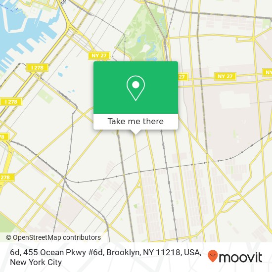 Mapa de 6d, 455 Ocean Pkwy #6d, Brooklyn, NY 11218, USA