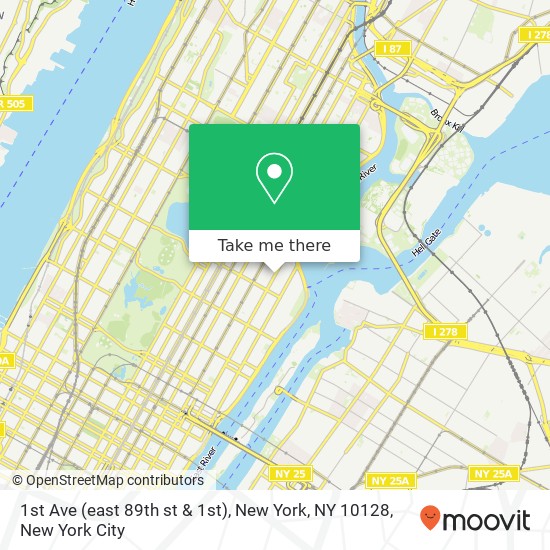 1st Ave (east 89th st & 1st), New York, NY 10128 map