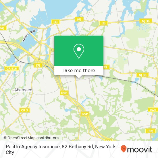 Mapa de Palitto Agency Insurance, 82 Bethany Rd