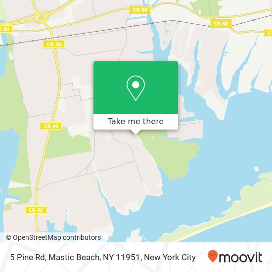 Mapa de 5 Pine Rd, Mastic Beach, NY 11951