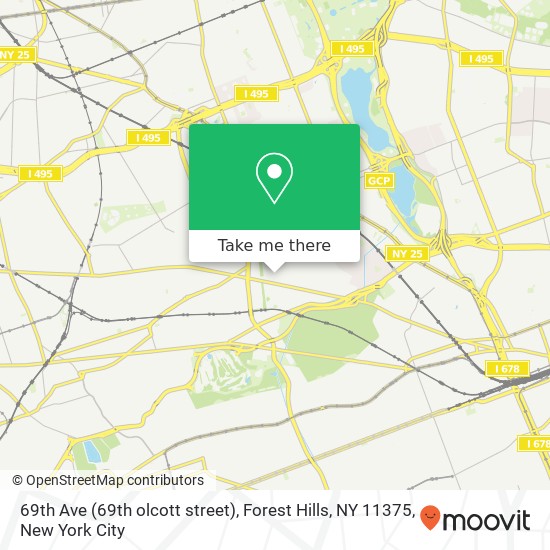 69th Ave (69th olcott street), Forest Hills, NY 11375 map