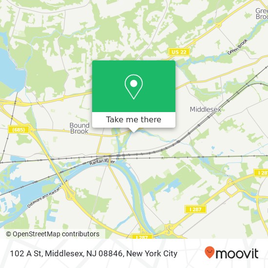 Mapa de 102 A St, Middlesex, NJ 08846