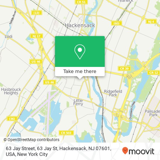 63 Jay Street, 63 Jay St, Hackensack, NJ 07601, USA map
