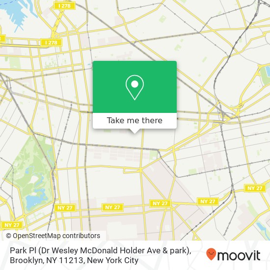 Mapa de Park Pl (Dr Wesley McDonald Holder Ave & park), Brooklyn, NY 11213
