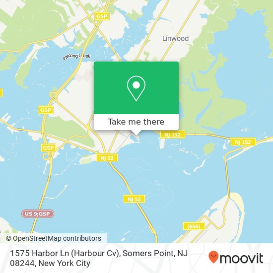 Mapa de 1575 Harbor Ln (Harbour Cv), Somers Point, NJ 08244