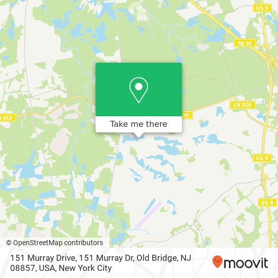 Mapa de 151 Murray Drive, 151 Murray Dr, Old Bridge, NJ 08857, USA