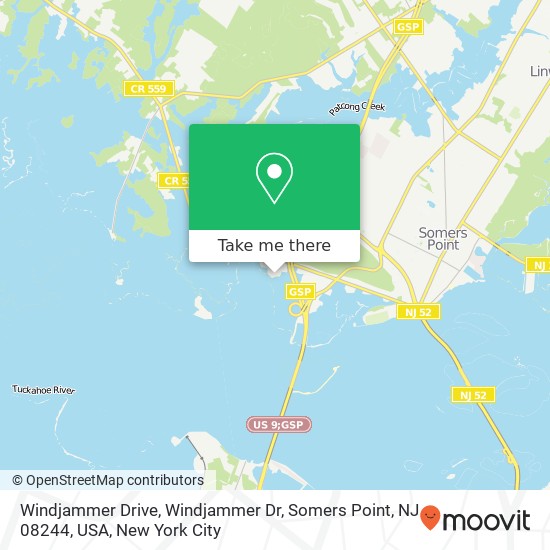 Mapa de Windjammer Drive, Windjammer Dr, Somers Point, NJ 08244, USA