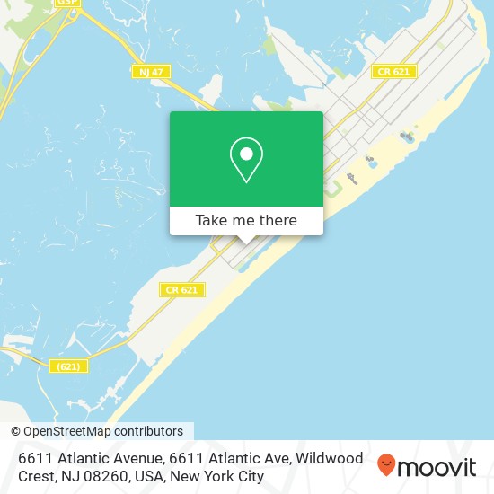 Mapa de 6611 Atlantic Avenue, 6611 Atlantic Ave, Wildwood Crest, NJ 08260, USA