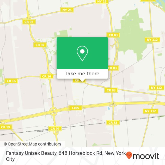 Mapa de Fantasy Unisex Beauty, 648 Horseblock Rd