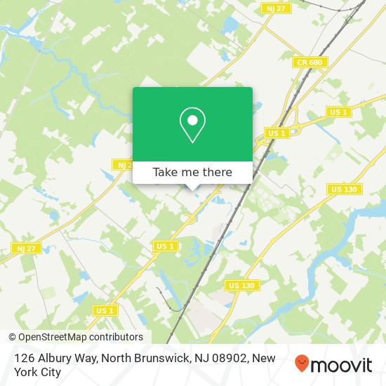 Mapa de 126 Albury Way, North Brunswick, NJ 08902