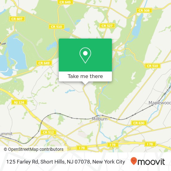 Mapa de 125 Farley Rd, Short Hills, NJ 07078