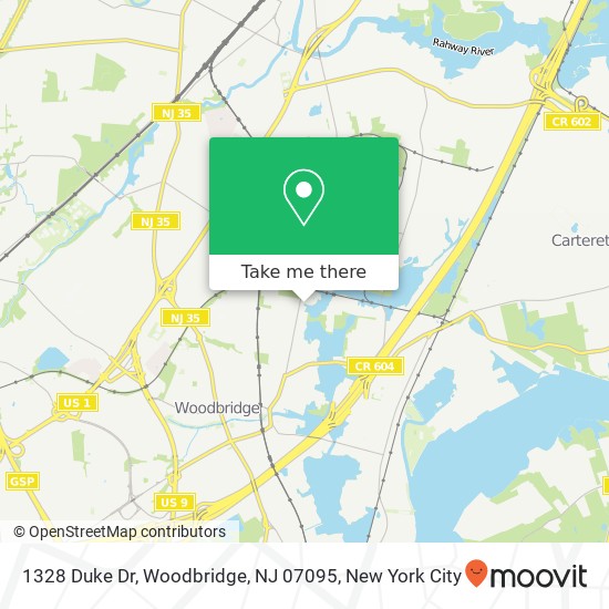 Mapa de 1328 Duke Dr, Woodbridge, NJ 07095