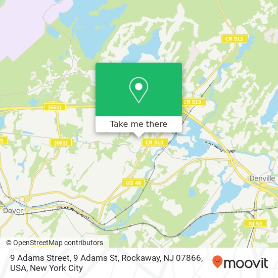 Mapa de 9 Adams Street, 9 Adams St, Rockaway, NJ 07866, USA