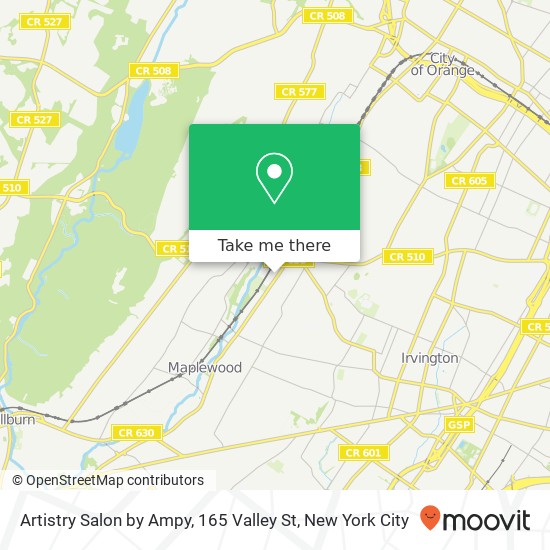 Mapa de Artistry Salon by Ampy, 165 Valley St
