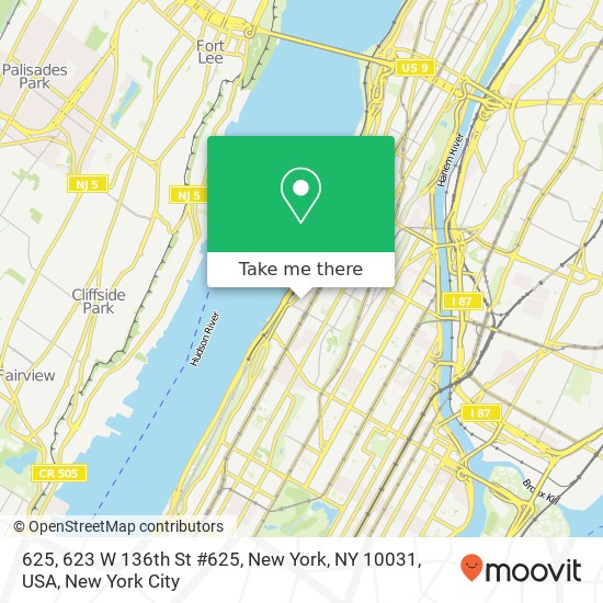 625, 623 W 136th St #625, New York, NY 10031, USA map