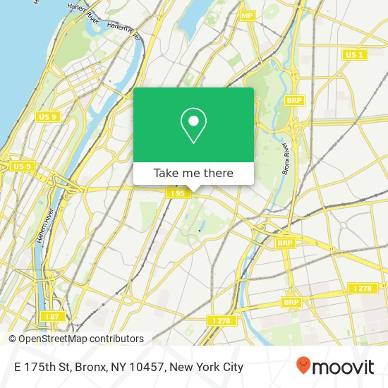 Mapa de E 175th St, Bronx, NY 10457
