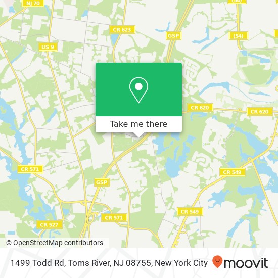 Mapa de 1499 Todd Rd, Toms River, NJ 08755