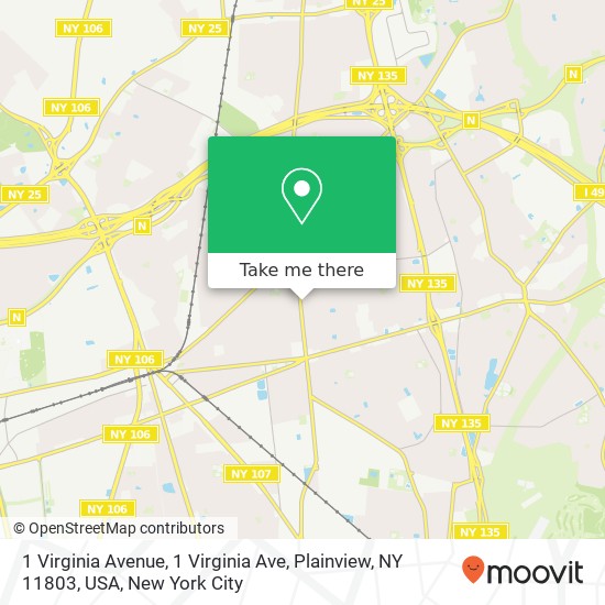 Mapa de 1 Virginia Avenue, 1 Virginia Ave, Plainview, NY 11803, USA
