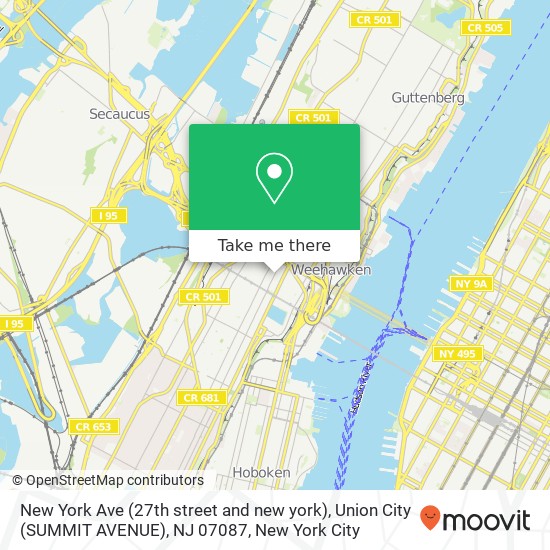 New York Ave (27th street and new york), Union City (SUMMIT AVENUE), NJ 07087 map