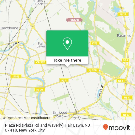 Mapa de Plaza Rd (Plaza Rd and waverly), Fair Lawn, NJ 07410