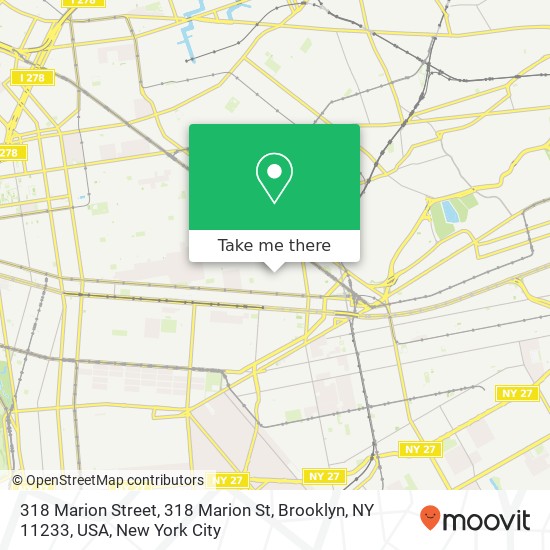 Mapa de 318 Marion Street, 318 Marion St, Brooklyn, NY 11233, USA