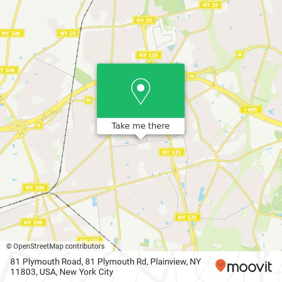 Mapa de 81 Plymouth Road, 81 Plymouth Rd, Plainview, NY 11803, USA
