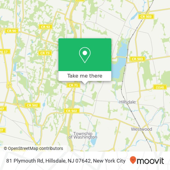 Mapa de 81 Plymouth Rd, Hillsdale, NJ 07642