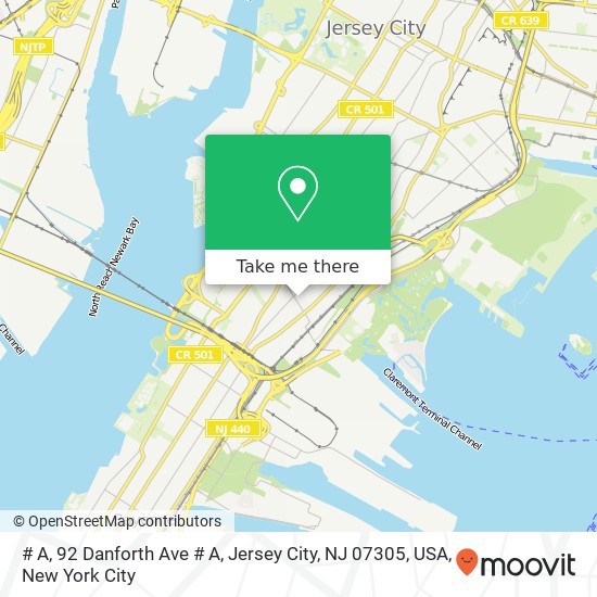 Mapa de # A, 92 Danforth Ave # A, Jersey City, NJ 07305, USA