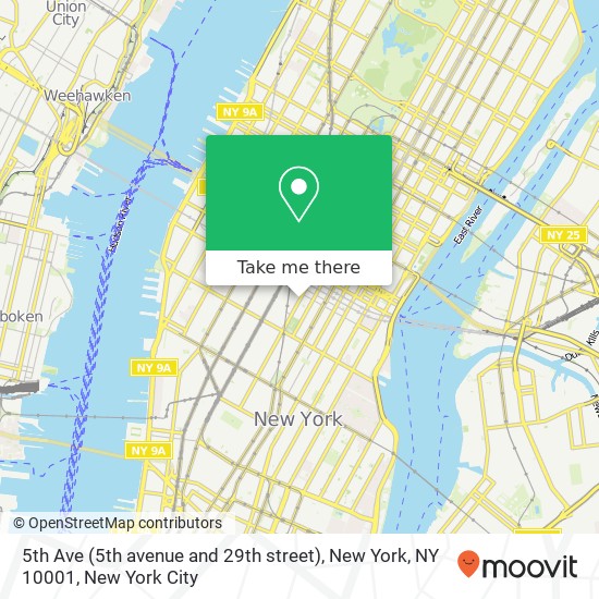 5th Ave (5th avenue and 29th street), New York, NY 10001 map